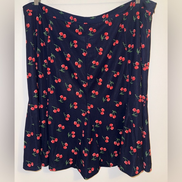Talbots Woman 22W Cherry Print Flounce Skirt Navy Red Fruit Pattern NWT - Picture 5 of 15